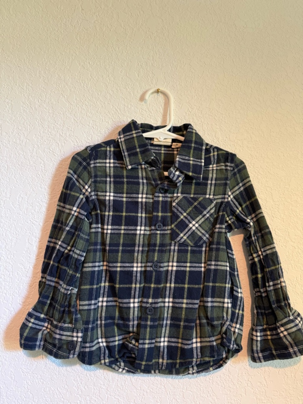 Outdoor Kids Boys Navy & Green Plaid Button-Up Shirt